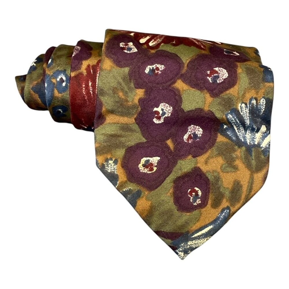 Vintage Abstract Floral 100% Silk Mens Neck Tie by Morgan Hart
